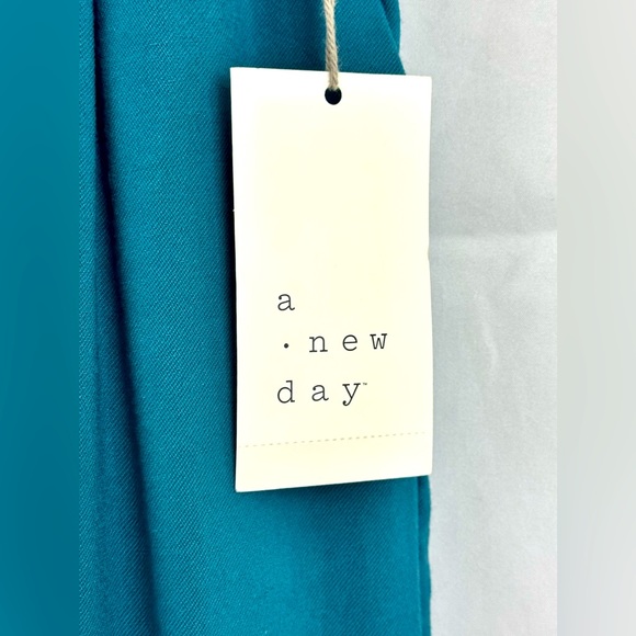 A New Day Teal Pleated Trouser Pant Front Slash Pocket Belted Size 2 & 18 avail. - Picture 8 of 12